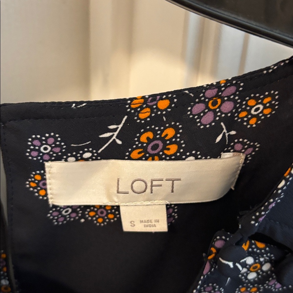 LOFT Navy Floral Long-Sleeve Blouse - Picture 2 of 7